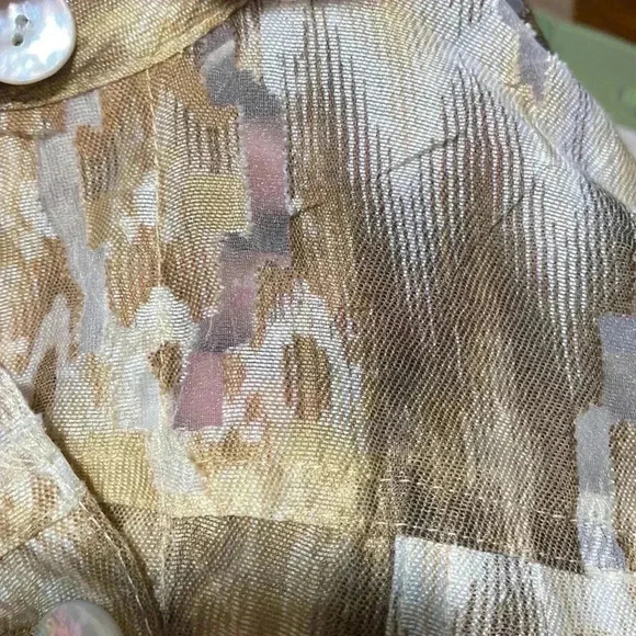 Ruby Rd cream tan & brown button down shirt - Picture 9 of 13